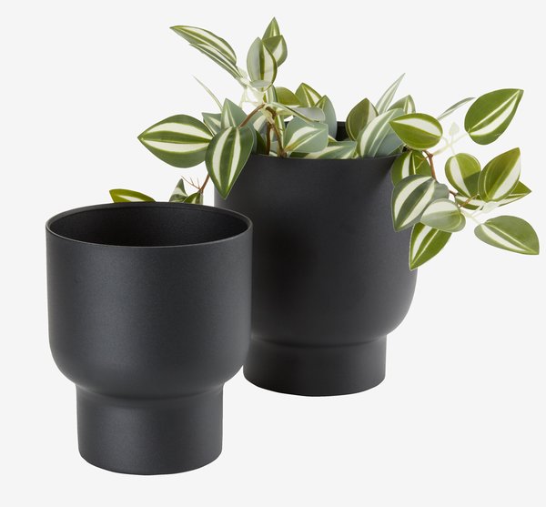 Garden planter SKADE D16/14 black set of 2