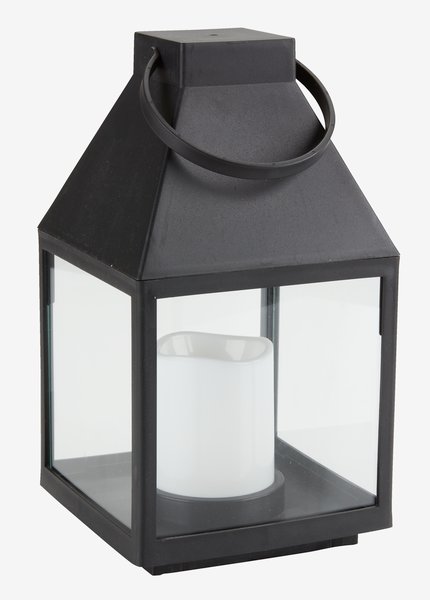 Lanterne MYRRIKSE l14xL14xH25cm avec LED noir
