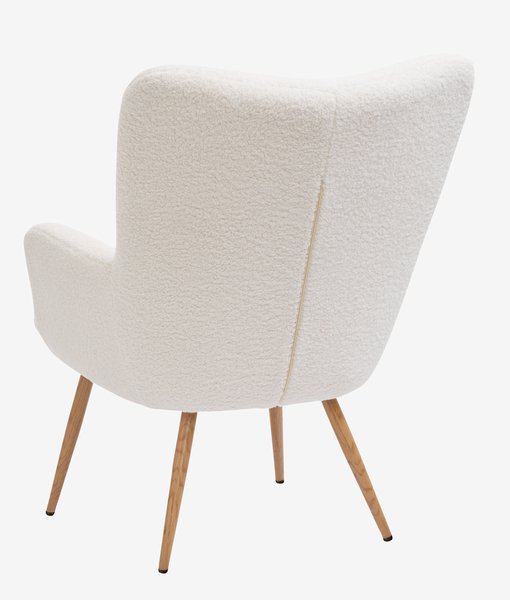 Armchair HUNDESTED off-white teddy/oak colour