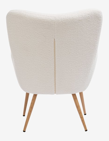 Armchair HUNDESTED off-white teddy/oak colour