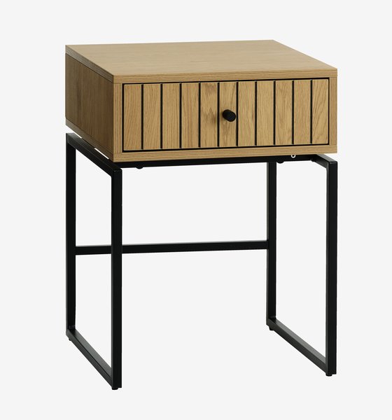 Bedside table HEMDRUP 1 drawer oak color/black