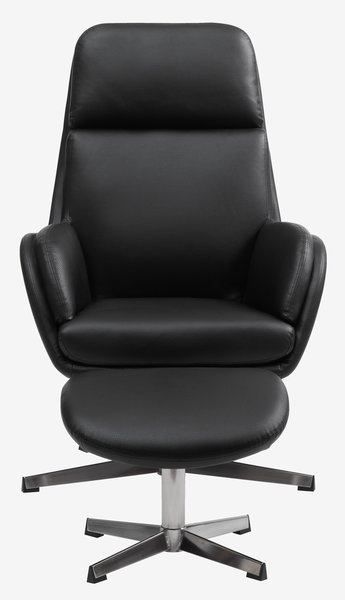 Sessel mit Fusshocker TANKEDAL Kunstleder schwarz