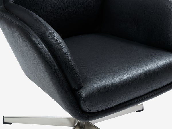 Sessel mit Fußhocker TANKEDAL Kunstleder schwarz