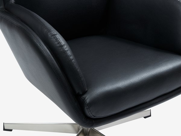 Fauteuil avec repose-pieds TANKEDAL simili cuir noir