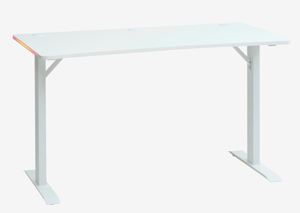 Bureau gaming HALBJERG 65x135 avec LED blanc