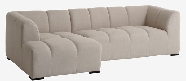 Sofa ALLESE chaise longue left beige fabric