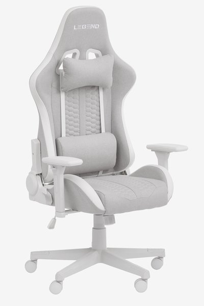 Chaise gaming NIBE blanc/tissu beige