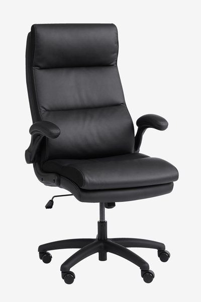 Chaise de bureau professionnelle KASTBJERG simili cuir noir