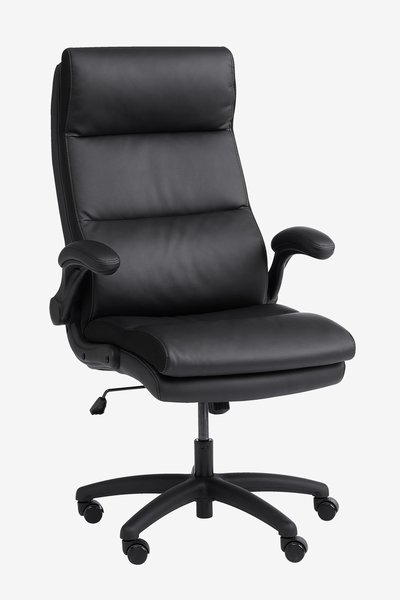 Silla de oficina KASTBJERG polipiel negro