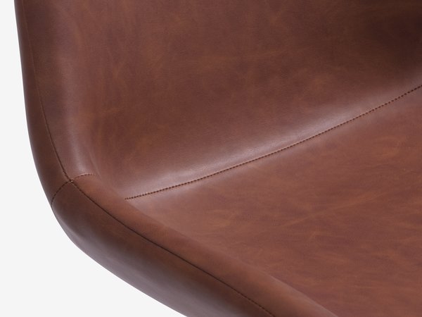 Dining chair HYGUM swivel cognac faux leather/black