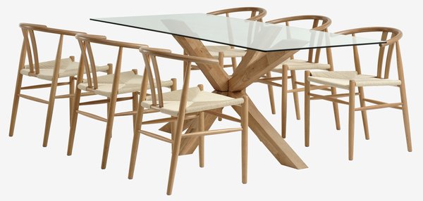 AGERBY L190 table oak + 4 GUDERUP chairs oak/natural