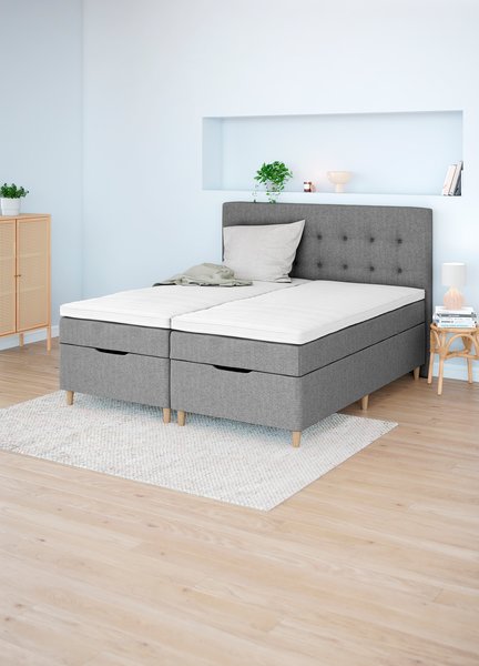 Kontinentalsäng 90x200cm VEMORA STORAGE GC40 grå-31