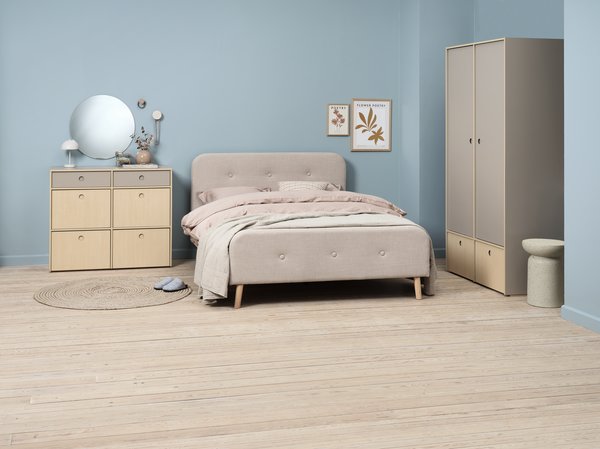 Bedframe KONGSBERG 140x200 beige stof