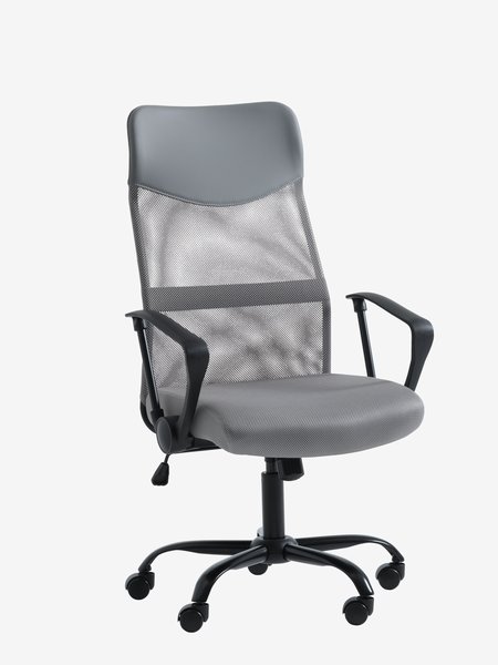 Chaise de bureau professionnelle BILLUM maille gris/noir