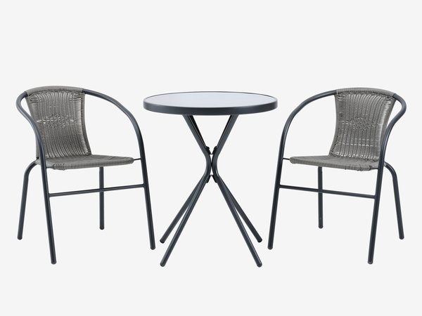 RADSTRUP Ø60 τραπέζι + 2 GRENAA καρέκλες μαύρο
