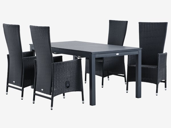 VATTRUP C170/273 mesa + 4 SKIVE cadeira preto