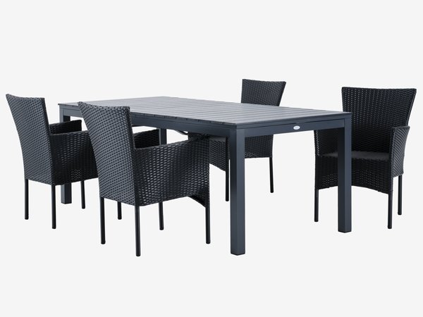 VATTRUP L206/319 table + 4 AIDT chaises noir