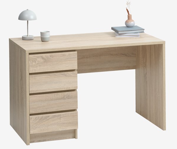 Bureau LIMFJORDEN 60x120 4 tiroirs couleur chêne clair