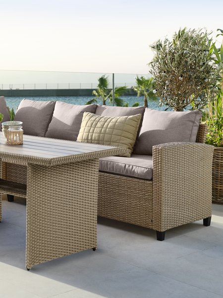 Lounge set AGERMOSE 6 posti con vano contenitore naturale