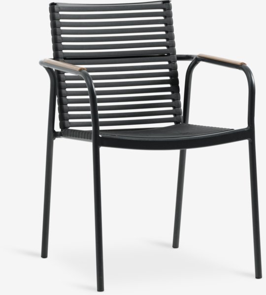 VAMDRUP D120 table grey + 4 NABE chair black