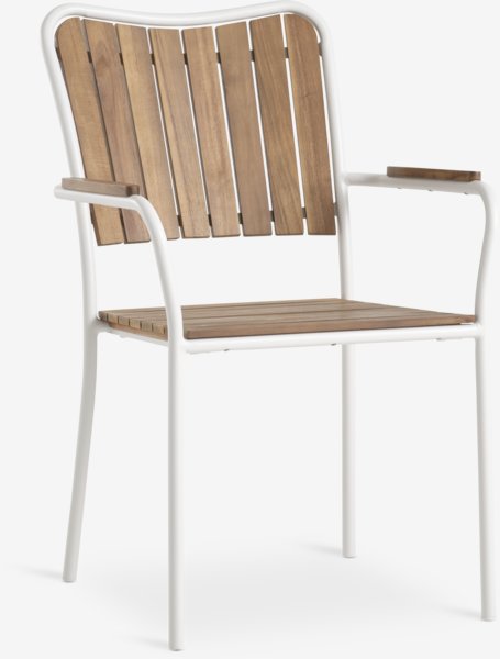 Silla apilable BASTRUP madera dura/blanco