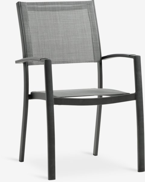 VAMDRUP D120 table + 4 STRANDBY chair grey