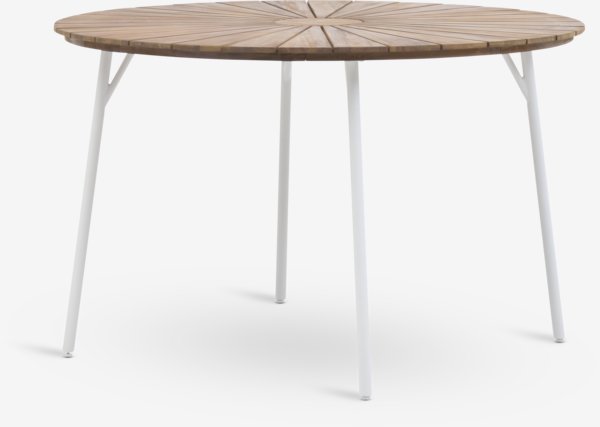 Table BASTRUP Ø120 bois dur/blanc + 4 chaises AIDT naturel