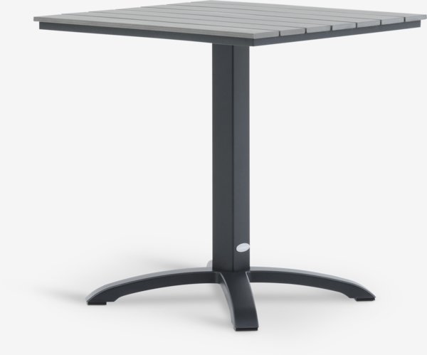 Table bistrot HOBRO L70 gris + 2 chaises TAGMARK noir