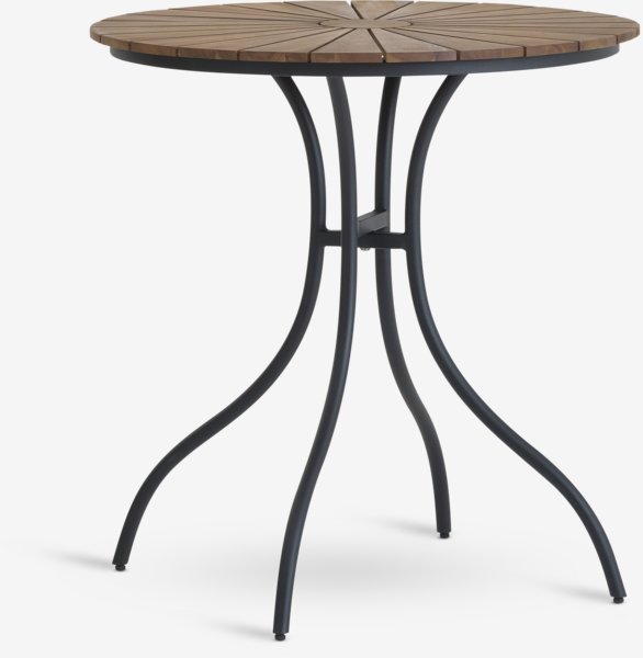 Mesa de balcón BASTRUP Ø65 madera dura/negro