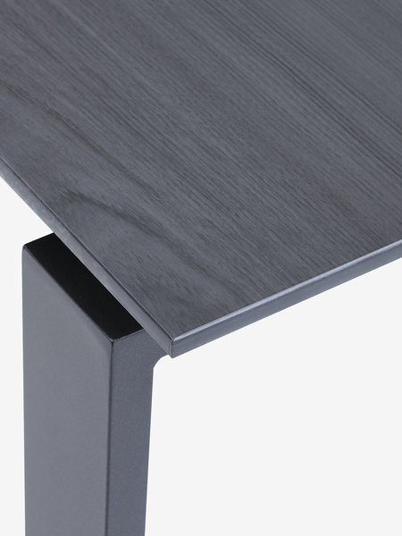 Mesa KOPERVIK L215 gris + 4 sillas LOMMA negro