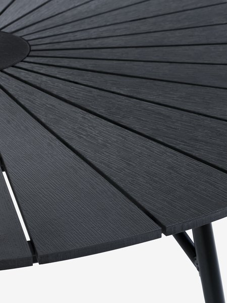 RANGSTRUP Ø130 tafel zwart + 4 ILDERHUSE stoelen zwart