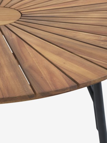 Mesa BASTRUP Ø120 madera dura/negro + 4 sillas SAKSBORG