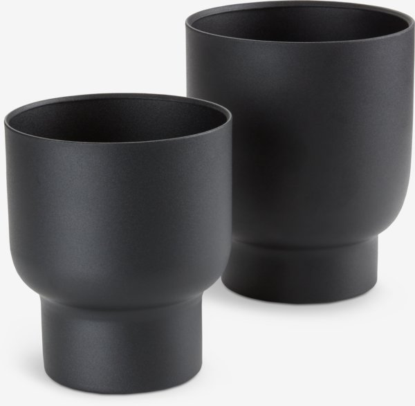 Garden planter SKADE D16/14 black set of 2