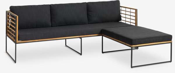 Lounge-Set UGILT Recamiere 3 Personen Hartholz