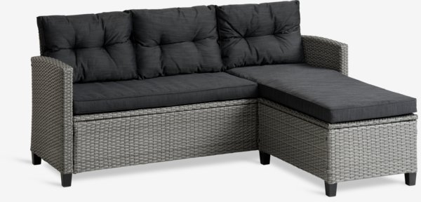 Lounge-Sofa MORA m/Chaise 3 Personen grau