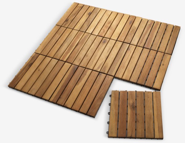 Deck tile KNEKKAND W30xL30 hardwood natural 9pcs/set
