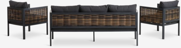 Set lounge SALTEN 5 posti asc. rap. nero