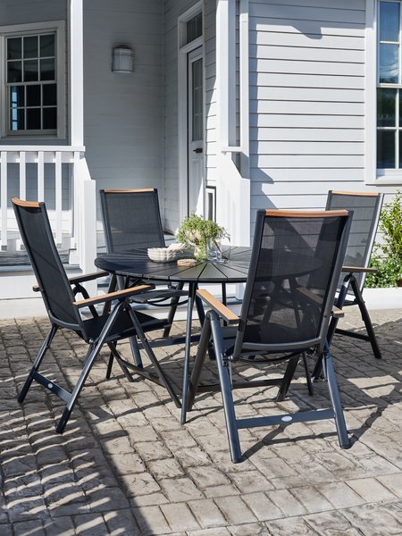 Table RANGSTRUP Ø130 noir + 4 chaises BREDSTEN noir