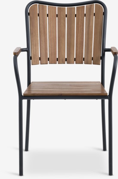 Stapelbar stol BASTRUP hårdträ/svart