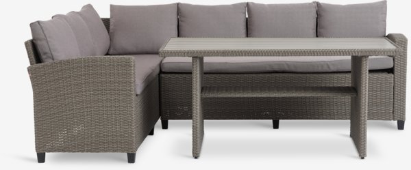 Lounge set AGERMOSE 6 posti con vano contenitore naturale