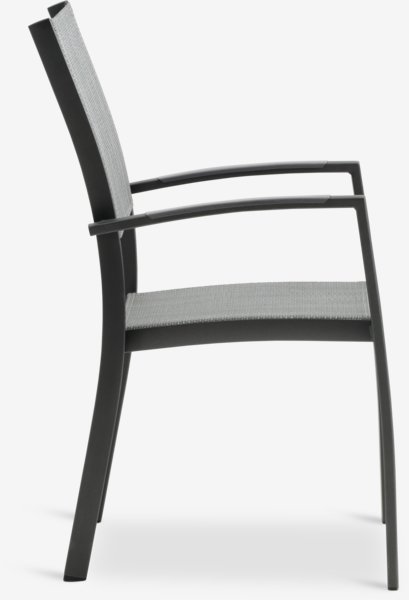 VAMDRUP D120 table + 4 STRANDBY chair grey