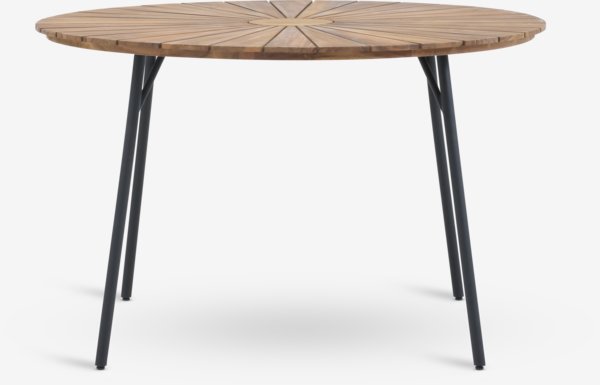 Mesa BASTRUP Ø120 madera dura/negro + 4 sillas FJELLERUP