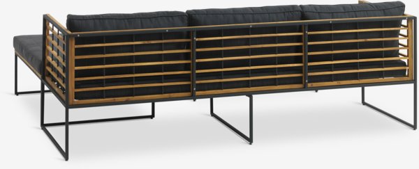 Set muebles jardín UGILT chaise longue 3 plazas madera dura