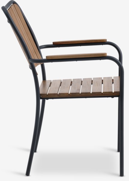 Krzesło ogrodowe BASTRUP drewno twarde/czarny