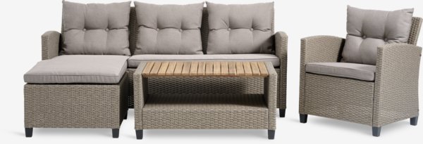 Lounge-Set VEN 4 Personen m/Chaise natur