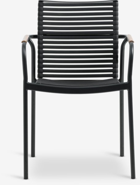 VAMDRUP Ø120 table gris + 4 NABE chaises noir