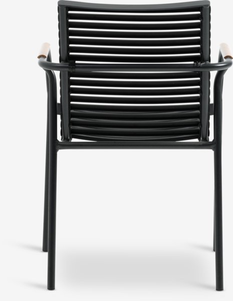 VAMDRUP Ø120 table gris + 4 NABE chaises noir