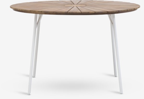 Table BASTRUP Ø120 bois dur/blanc + 4 chaises AIDT naturel