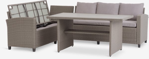 Lounge set AGERMOSE 6 posti con vano contenitore naturale