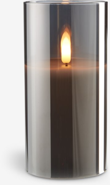 LED pillar candle KLAUS D8xH15cm grey